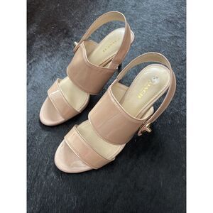 Coach Marla‎ Slingback Nude Patent Leather Sandal Sz 7.5B